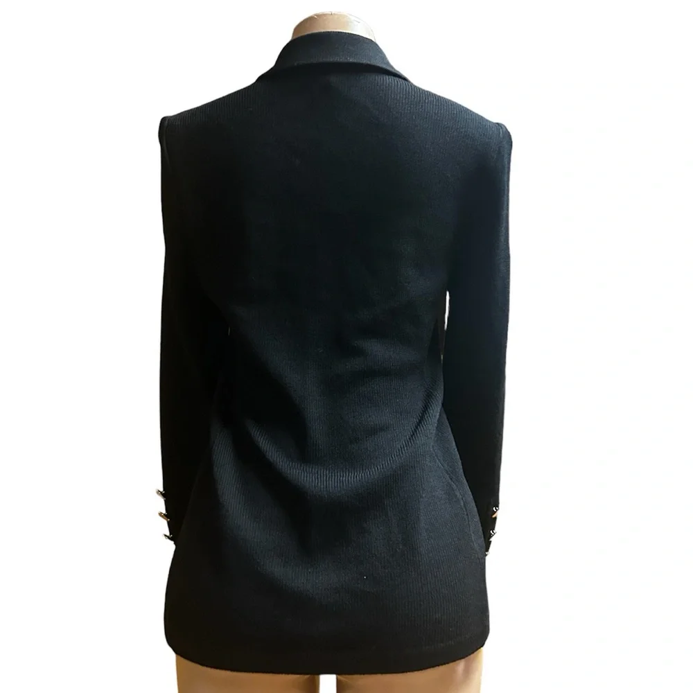 St. John Basics Double Breasted Santana Knit Jacket in Black - Picture 5 of 12